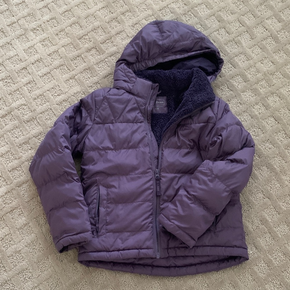 L.L. Bean Girls Purple Puffer Winter Coat Sz Small / 8